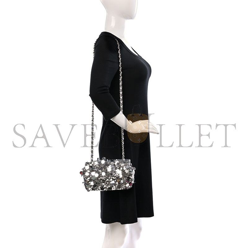 CHANEL MASTER SEQUIN MINI RECTANGULAR FLAP SILVER AS3523 (20*12*9cm)
